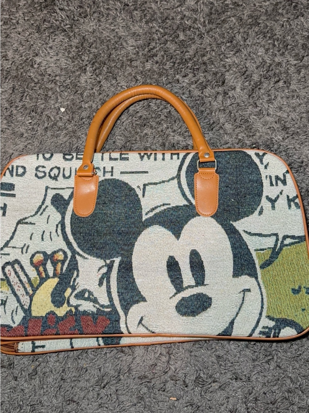 Mickey Mouse Canvas Tote Bag with Tan Handles